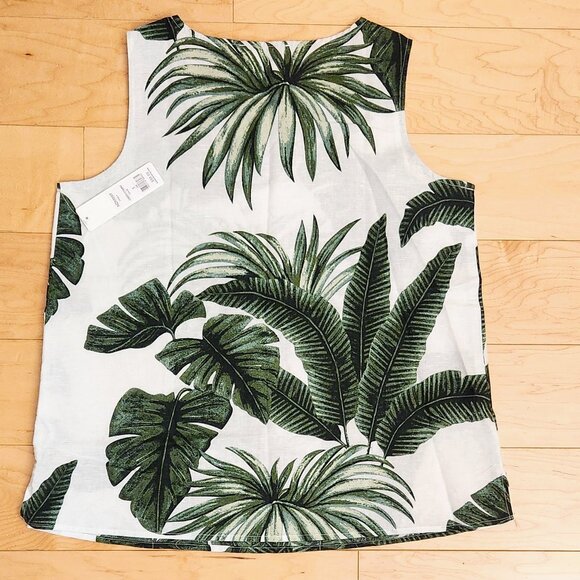 🌴 ANDREA JOVINE Palm Tropical Print Linen Cotton Tank Top Blouse Summer sz S-M - Picture 6 of 15